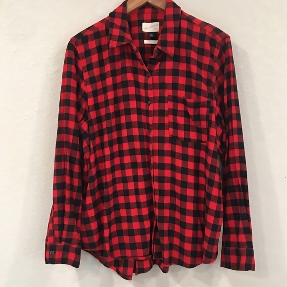 Universal Thread Tops - Universal Thread Long Sleeve Cabincore Red Black Buffalo Plaid ButtonDown L